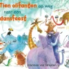Tien olifanten op weg naar een dansfeest