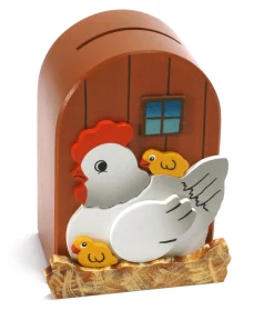 Weizenkorn Spaarpot 3D Kippen Hout