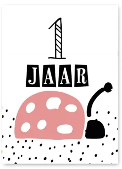 Wenskaart 1 Jaar Lieveheersbeestje