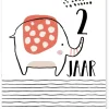 Wenskaart 2 Jaar Olifant