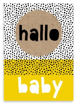 Wenskaart Hallo baby (geel)