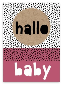 Wenskaart Hallo baby (roze)