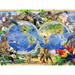 Wooden City Puzzel Hout Animal Kingdom Map 1010pcs