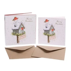 Wrendale Designs Kerstkaarten Please Stop Here Set 8-delig