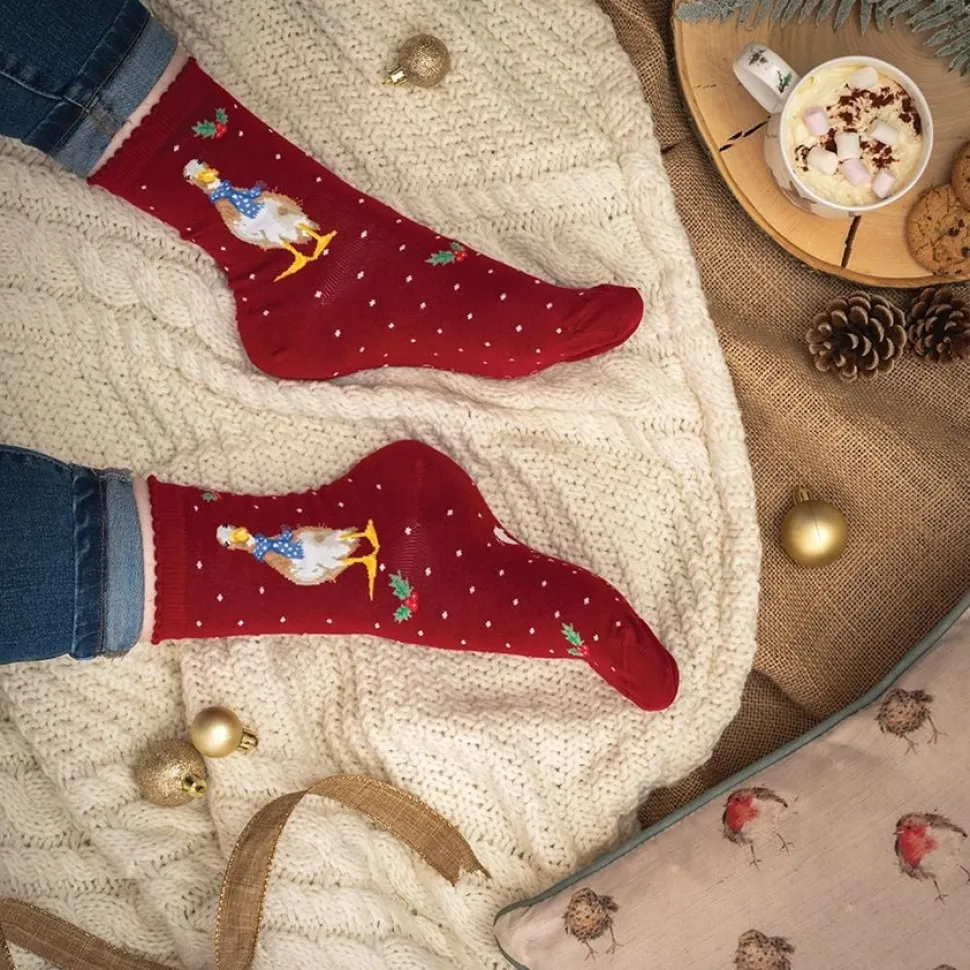 Wrendale Designs Kerstsokken Eend Christmas Scarves Duck
